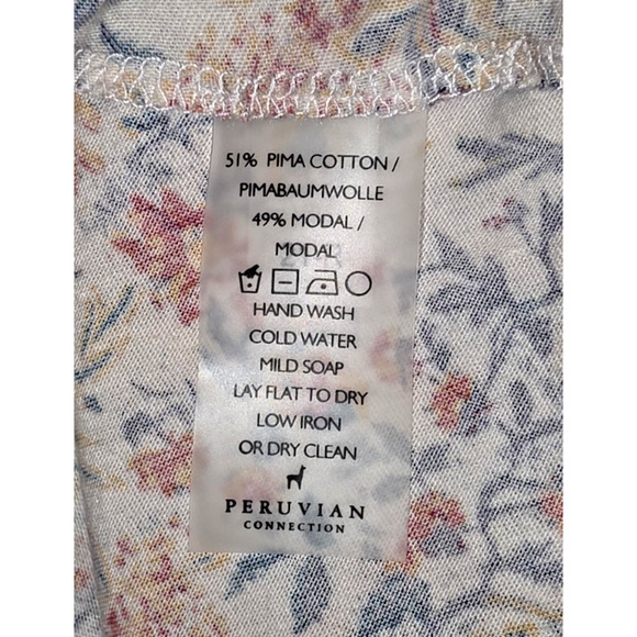 Peruvian Connection Tivoli Maxi Dress Lg Multicolor Floral Cotton Modal Modest - Picture 8 of 10